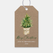 Étiquettes-cadeau Calligraphie Encre Aquarelle Arbre Kraft Minimalis (Devant)