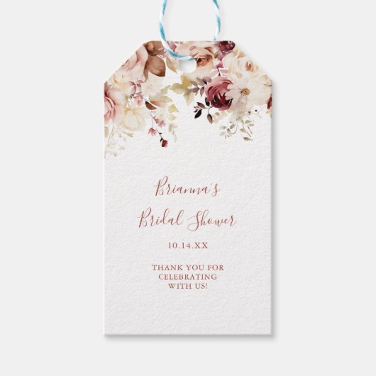 Étiquettes-cadeau Calligraphie Fête des mariées florale gracieuse (Devant)