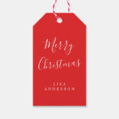 Étiquettes-cadeau Calligraphie Joyeux Noël Bright Nom rouge (Devant)