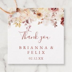 Étiquettes Cadeau Calligraphie Mariage floral gracieux