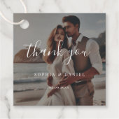 Étiquettes Cadeau Calligraphie Mariage Plage côtière Merci photo (Devant)