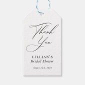 Étiquettes-cadeau Calligraphie moderne Fête des mariées noir et blan (Devant)