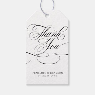 Étiquettes-cadeau Calligraphie moderne intemporelle noir & blanc mar