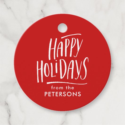 Étiquettes Cadeau Calligraphie moderne Joyeuses vacances (Devant)