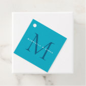 Étiquettes Cadeau Calligraphie monogramme Azure Blue Modern Plain (En situation)