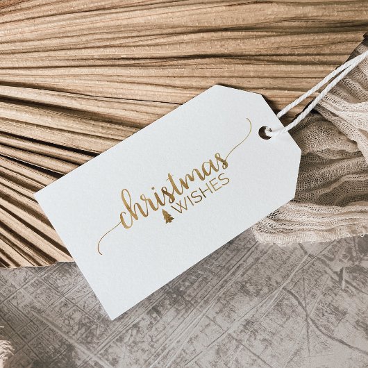 Étiquettes-cadeau Calligraphie or simple Nom de Noël