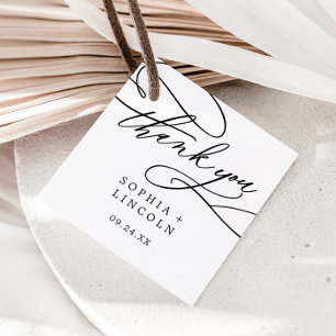 Étiquettes Cadeau Calligraphie romantique Merci Mariage florissant