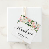 Étiquettes Cadeau Calligraphie Rose Blanc Floral Mariage Merci (En situation)