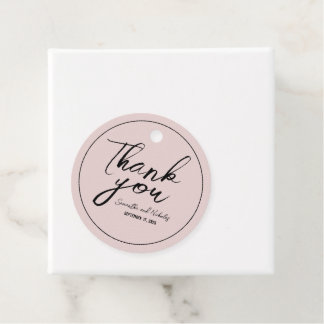Étiquettes Cadeau Calligraphie rose dustée minimaliste Merci de scri