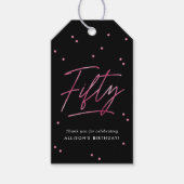 Étiquettes-cadeau Calligraphie rose noire moderne 50e anniversaire (Devant)