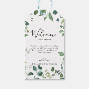 Étiquettes-cadeau Calligraphie Script Green Foliage Mariage Bienvenu