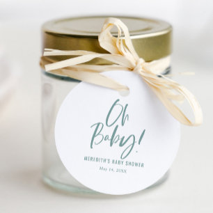 Étiquettes Cadeau Calligraphie simple Baby shower neutre entre les s