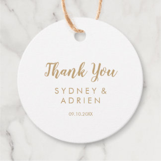 Étiquettes Cadeau Calligraphie simple|Merci Mariage Gold Back