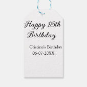 Étiquettes-cadeau calligraphie simple minimum heureux 15e anniversai (Dos)