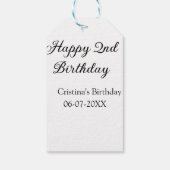 Étiquettes-cadeau calligraphie simple minimum heureux 2e anniversair (Dos)