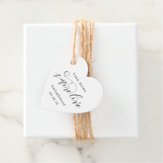 Étiquettes Cadeau Calligraphie S'more Amour Mariage Coeur En Forme (En situation)