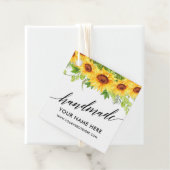 Étiquettes Cadeau Calligraphie tournesols faits main (En situation)