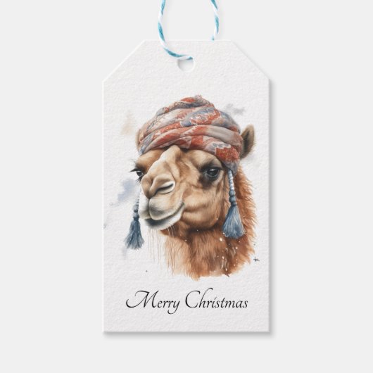 Étiquettes-cadeau Camel de Noël, personnalisable (Devant)