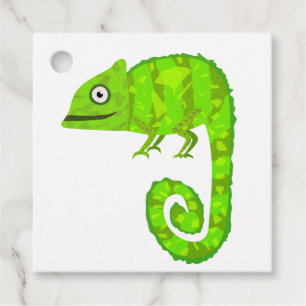 Étiquettes Cadeau Caméléon vert mignon