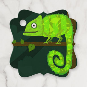 Étiquettes Cadeau Caméléon vert mignon