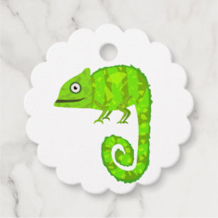 Étiquettes Cadeau Caméléon vert mignon