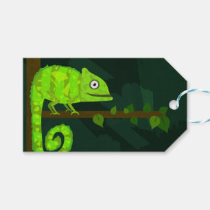 Étiquettes-cadeau Caméléon vert mignon
