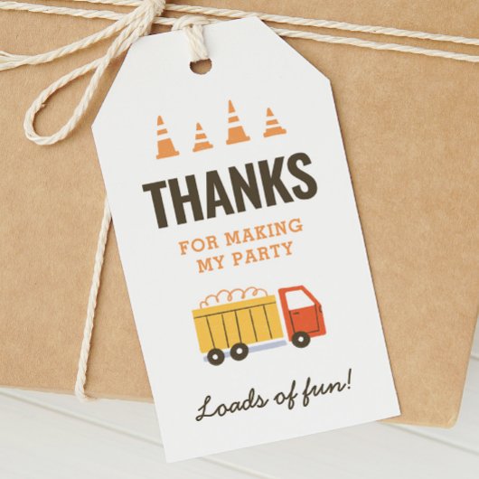 Étiquettes-cadeau Camion à benne basculante de construction Cadeau d