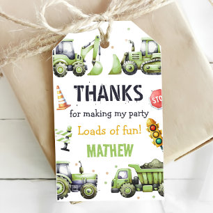 Étiquettes-cadeau Camion à benne de chantier Pelle 1er anniversaire
