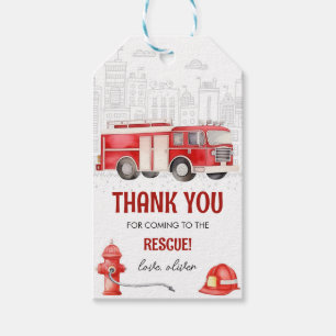 Étiquettes-cadeau Camion de pompiers, camion de pompiers, sonnez l'a
