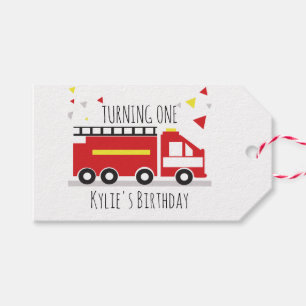 Étiquettes-cadeau Camion de pompiers pour enfants Fun Confetti Anniv