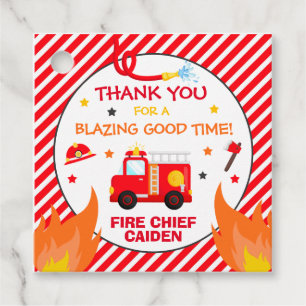 Étiquettes Cadeau Camion d'incendie Fête d'anniversaire Décorations 