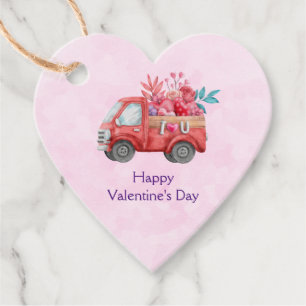 Étiquettes Cadeau Camion mignon Love portant des bonbons Valentine