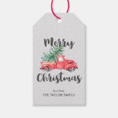 Étiquettes-cadeau Camion rouge et Noël des arbres (Devant)