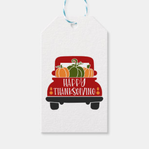 Étiquettes-cadeau Camion Thanksgiving
