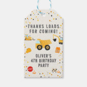 Étiquettes-cadeau Camions de Construction Fête d'Anniversaire (Devant)