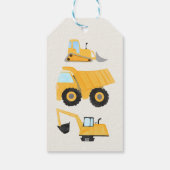 Étiquettes-cadeau Camions de Construction Fête d'Anniversaire (Dos)