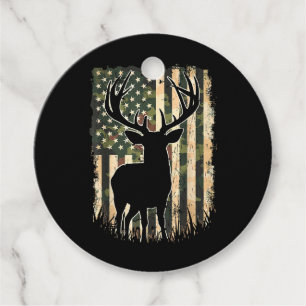 Étiquettes Cadeau Camo US Drapeau Chasse aux Cerfs Chasse au Camofla