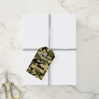 Étiquettes-cadeau Camouflage Vert, Brown, Tan & Noir