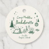 Étiquettes Cadeau Camp Bachelorette Camping Main Drag Écriture verte (Devant)