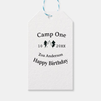Étiquettes-cadeau Camp one happy birthday name date campingadventure