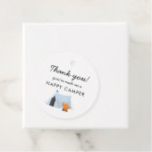 Étiquettes Cadeau Camping Anniversaire Fête Bleue Tente Happy Camper (En situation)