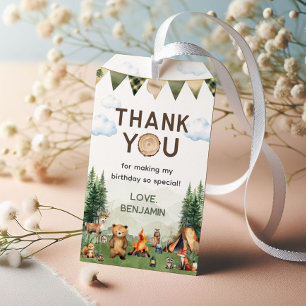 Étiquettes-cadeau Camping Anniversaire Merci de fête