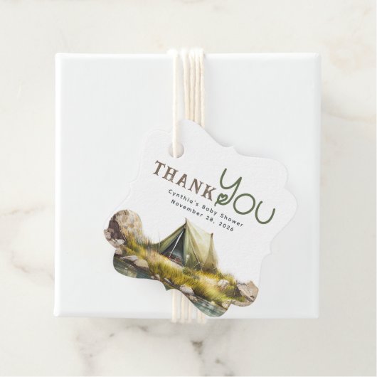 Étiquettes Cadeau Camping Tente Wild Nature Scène Merci Mariage (En situation)