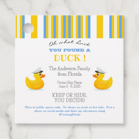 Étiquettes Cadeau Canard de croisière (Devant)