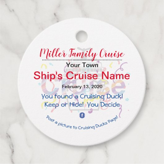 Étiquettes Cadeau Canard de croisière (Devant)