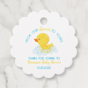 Étiquettes Cadeau Canard en caoutchouc de notre douche à votre Baby