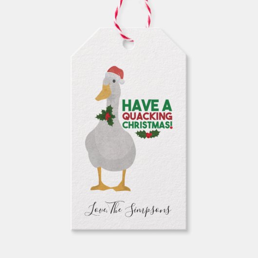 Étiquettes-cadeau Canard Noël Pun : Avoir un chatte Noël (Devant)