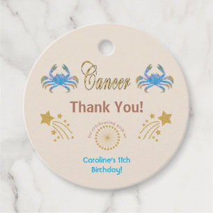 Étiquettes Cadeau Cancer de la parties scintillant, Or Tireur étoile