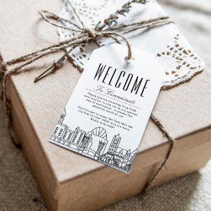 Étiquettes-cadeau Cancinnati Skyline   Mots clés cadeaux de bienvenu