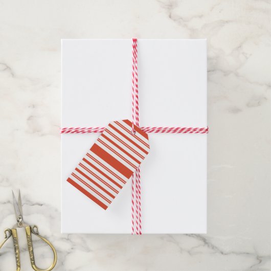 Étiquettes-cadeau Candy Cane Chorus-Stripe-Verticle (With Twine)